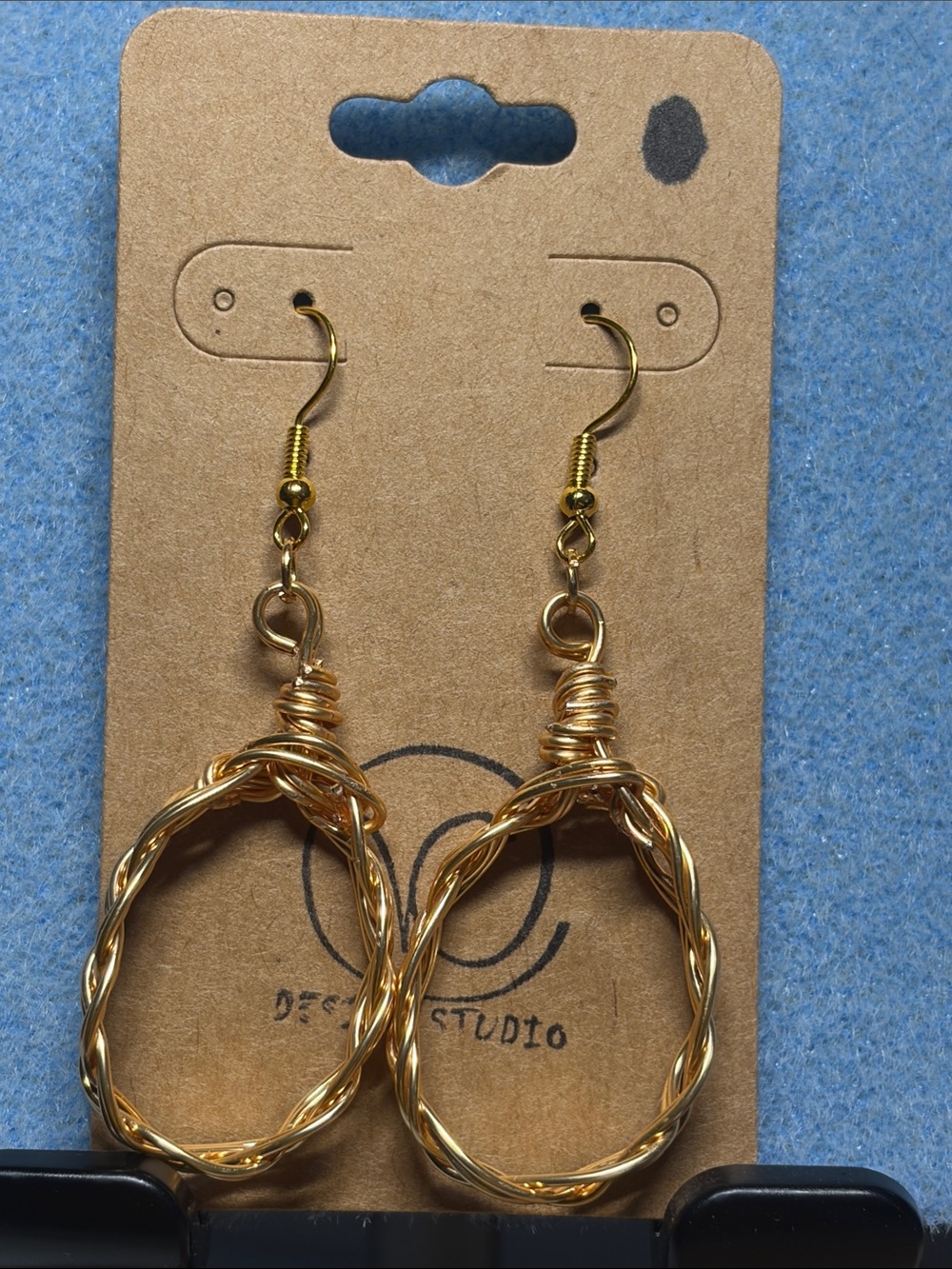Oval Gold Twisted Loop Dangle Earrings